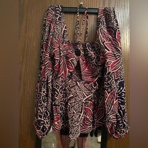 Angie Women's Top - Red and Black Floral